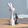1 Pair 3D Printed Abstract Bunny Figurine Minimalist Black White Rabbit Statue Animal Sculpture Living Room Bedroom Decoration