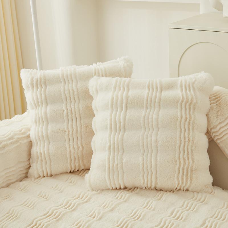 Bunny Cashmere Winter Thickened Fleece Sofa Cushion Non-Slip Cushion Simple Modern Full Covered Cloth