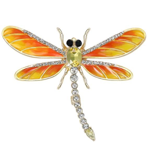 Colorful Rhinestone Enamel Dragonfly Brooch - Light Luxury Fashion Accessory, New Style Creative Design, Versatile and Trendy.