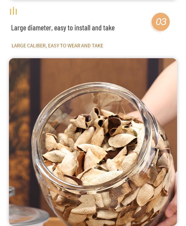 Large Glass Food-Grade Storage Jar for Dried Tangerine Peel and Tea Sealed for Freshness