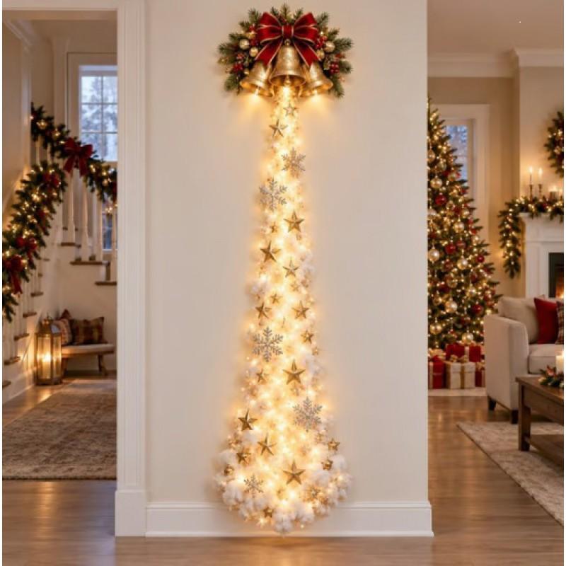 Glowing Christmas Door Hanger Festive Wall Decor Wooden LED Light Ornament