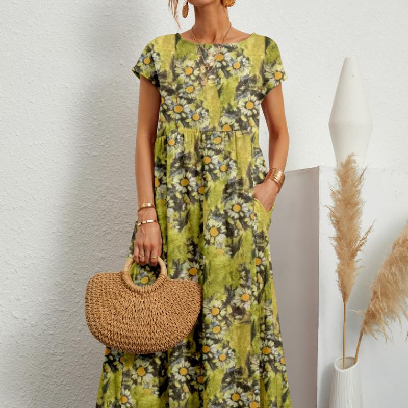 Nové módní dámské letní šaty z volné bavlny a lnu bez rukávů