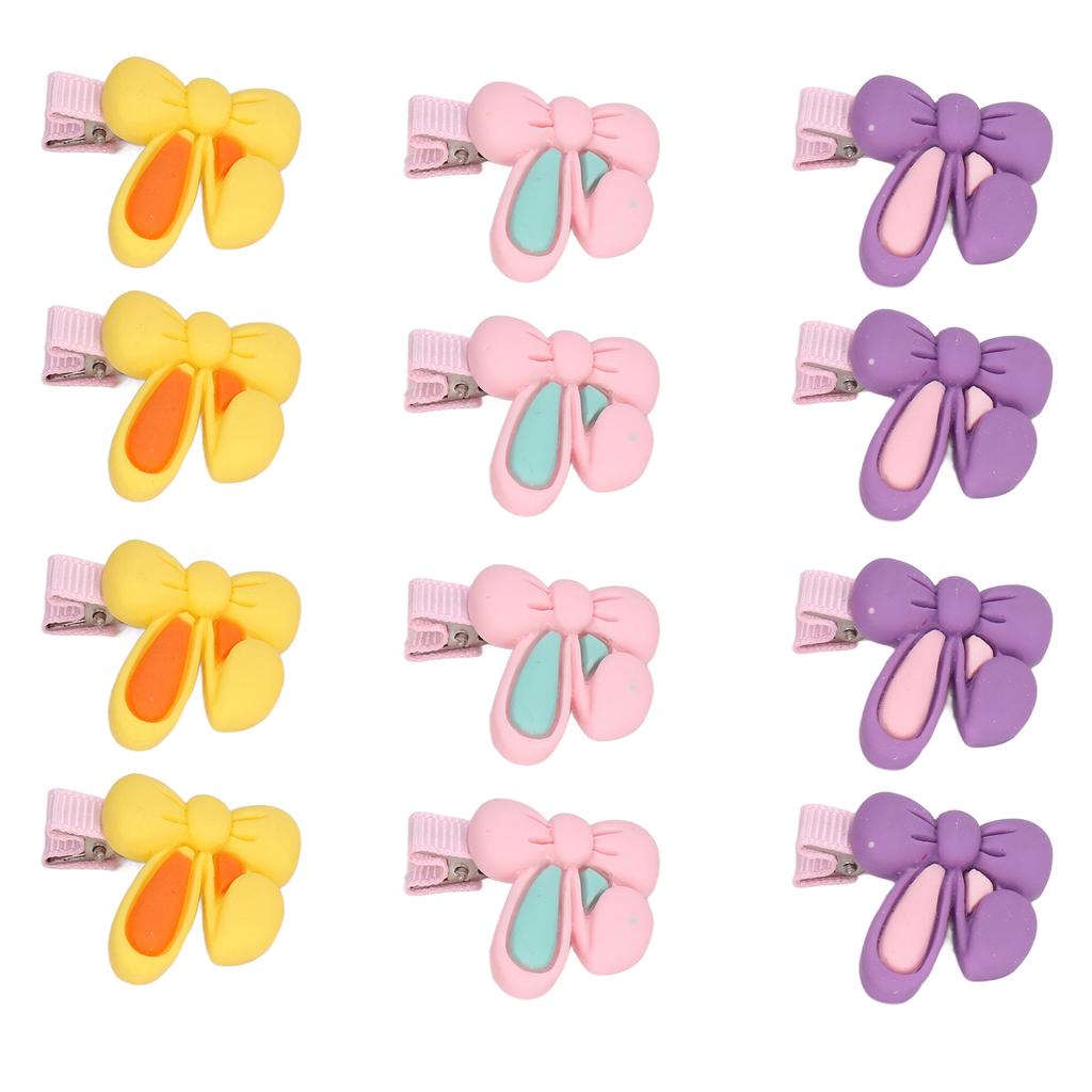 12pcs Pet Hair Clips Bunny Ear Design Resin Dog Grooming Hairpins for Long Haired Cats Puppies