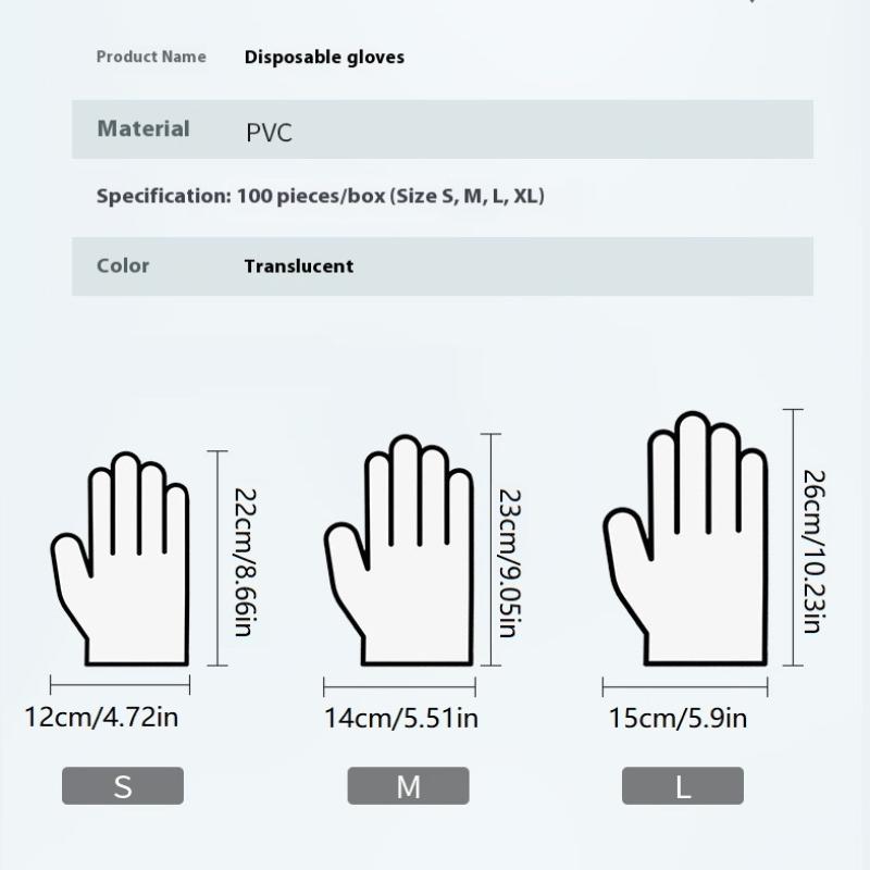 100 Pcs/Box Thickened Disposable PVC Gloves Food-Grade For Catering Kitchen Dishwasher Transparent Durable