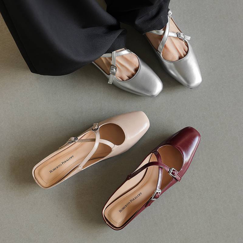 Krazing Pot Microfiber Mules Med Heels Office Lady European Design Fashion Summer Size 43 Size 42 Women Sandals