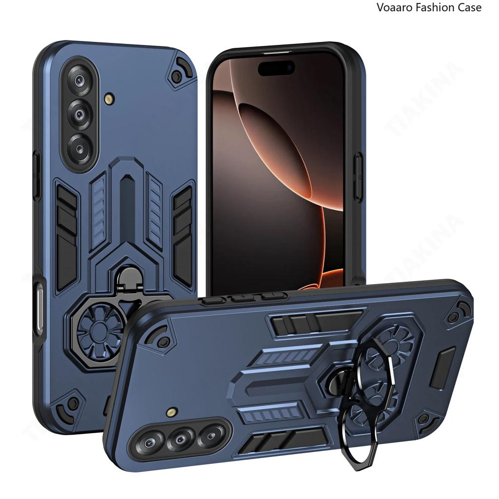 Dual Finger Ring Armor Cover for Samsung Galaxy A17 A56 A36 A26 A16 S25 Plus Case Rotate Metal Bracket Kickstand Case Phone Capa