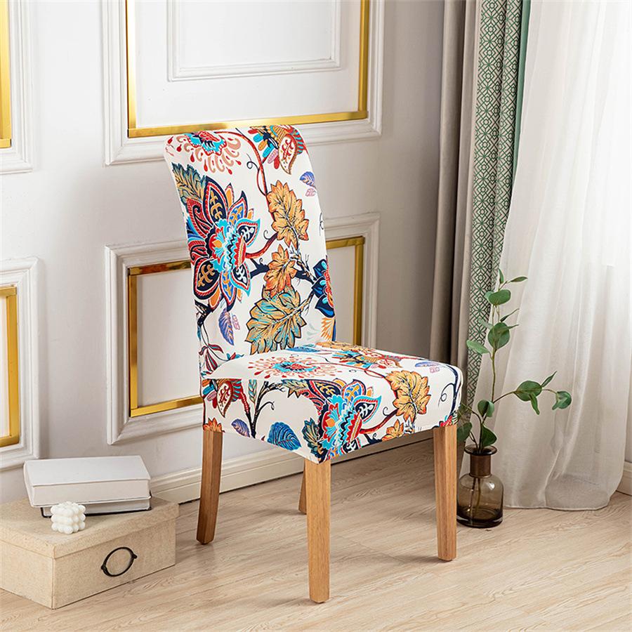 Printed Christmas Day Elastic Chair Cover Household One-Piece Half-Pack Stool Cover Hotel Dining Table Chair Cover