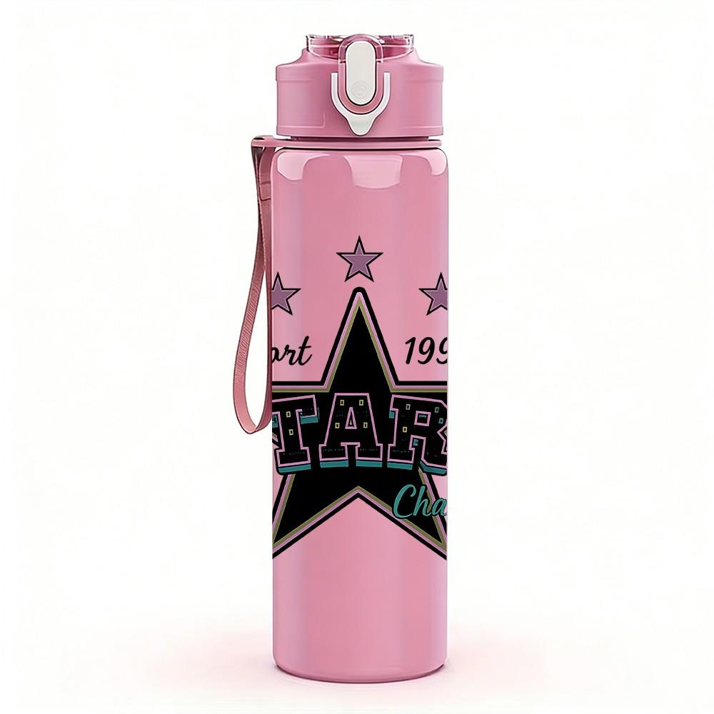 1PC Dark Star Vintage Badge 750ml Color Plastic Sports Water Bottle Leakproof Flip Straw Lid Suitable for Sports Office Home Use