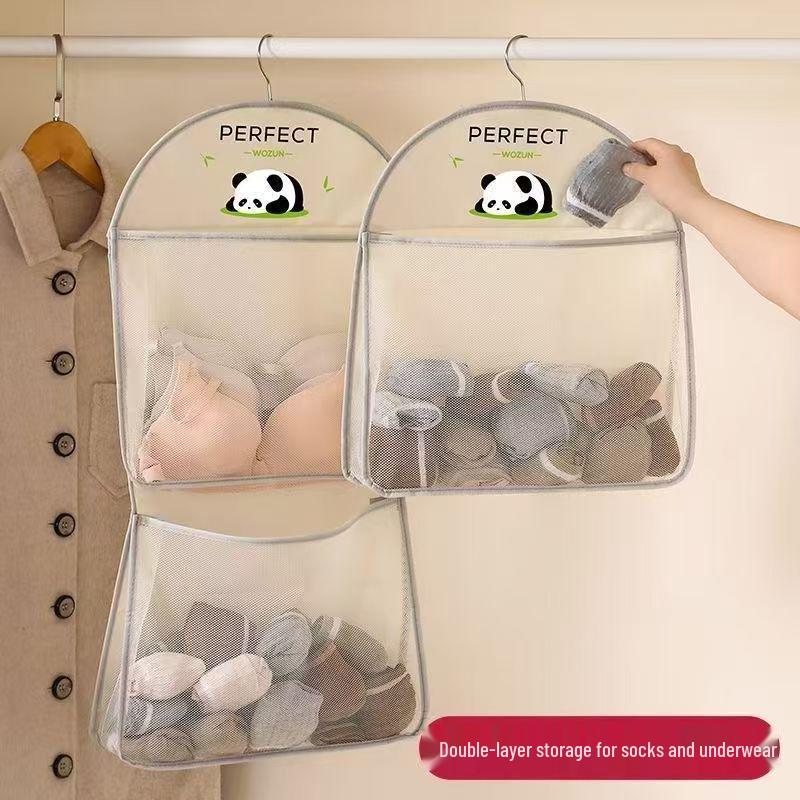 Hanging Wardrobe Organizer for Socks & Underwear - Mesh Pocket Storage Bag