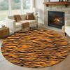 Stained Glass Round Rug Giraffe Animal Print Carpet Non Slip Floor Mat For Living Room Bedroom Home