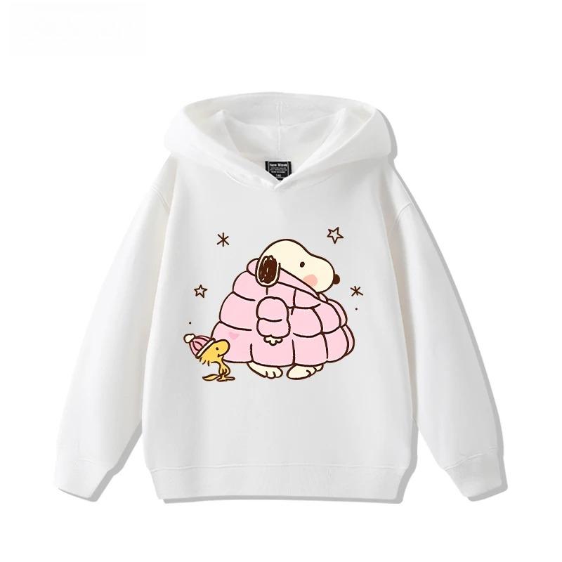 Niedliches langärmeliges Kapuzensweatshirt mit Snoopy-Aufdruck für 2025, ein modisches Oberteil für Herbst- und Winterkinderbekleidung