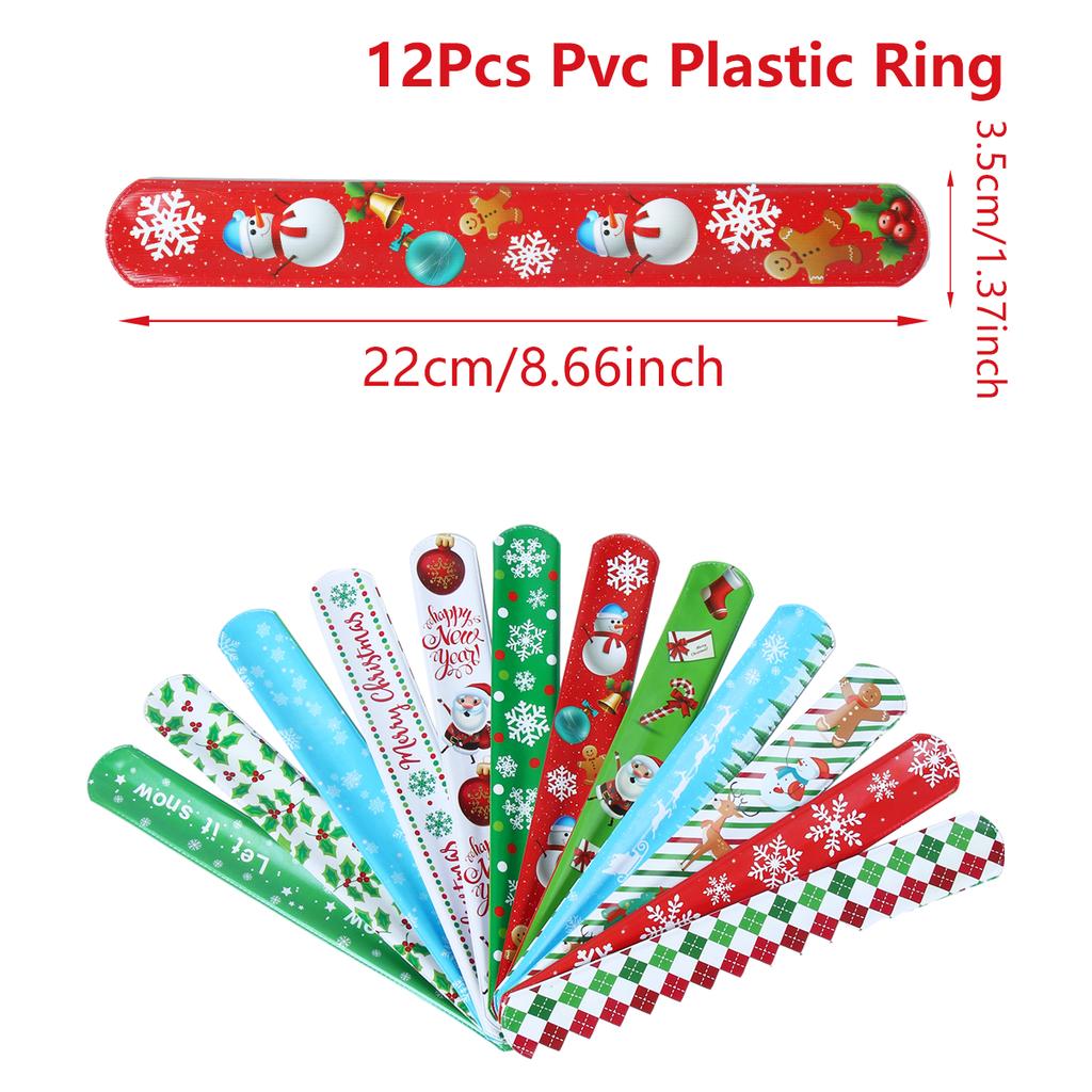 12pcs Christmas Santa Claus Papa Circle Bracelet Christmas Decor for Home 2026 Favor Gift Xmas Ornament Navidad Noel New Year