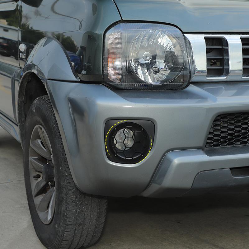 Decorazione della copertura del fendinebbia anteriore dell'auto Decorazione della protezione del fendinebbia per Suzuki Jimny 2019-2023 Accessori in metallo, 2 pezzi(Nero)