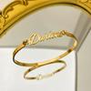 Custom Buckle Name Cuff Bangles Stainless Steel 18k-Gold-Plated Waterproof Bracelet Summer Punk Heart Romantic Personalized Gift