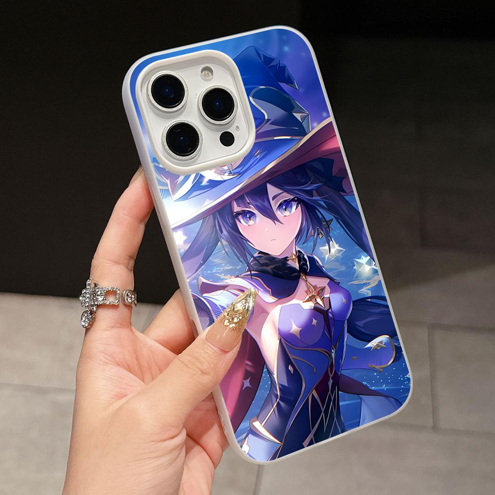Game GI Mona Jelly Double layer White Mobile Phone Case for iPhone 17 16 15 14 13 12 11 Air Pro Max Plus Protective