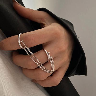 Doppelfinger-Kettenring, stapelbar, verstellbar, Unisex, zweilagig, Kettenöffnungsring, Schmuckgeschenke