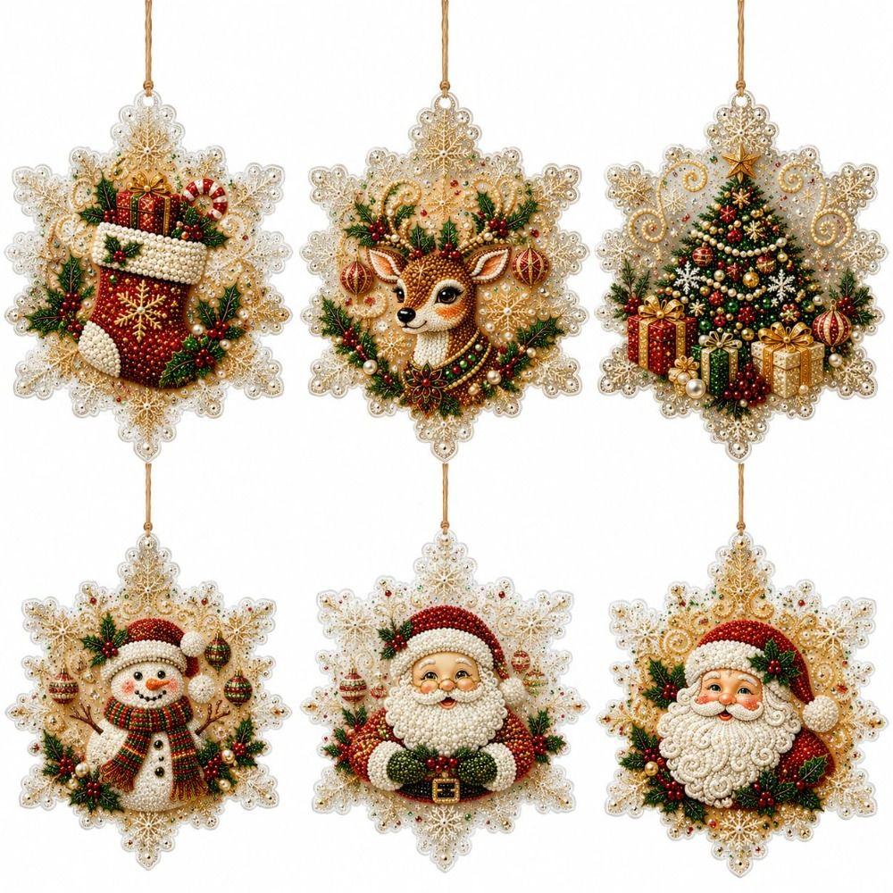 Special-Shaped Gems Christmas Wooden Ornament Wooden Pearl Christmas Tree Decoration Rhinestone DIY Diamond Art Kit Home