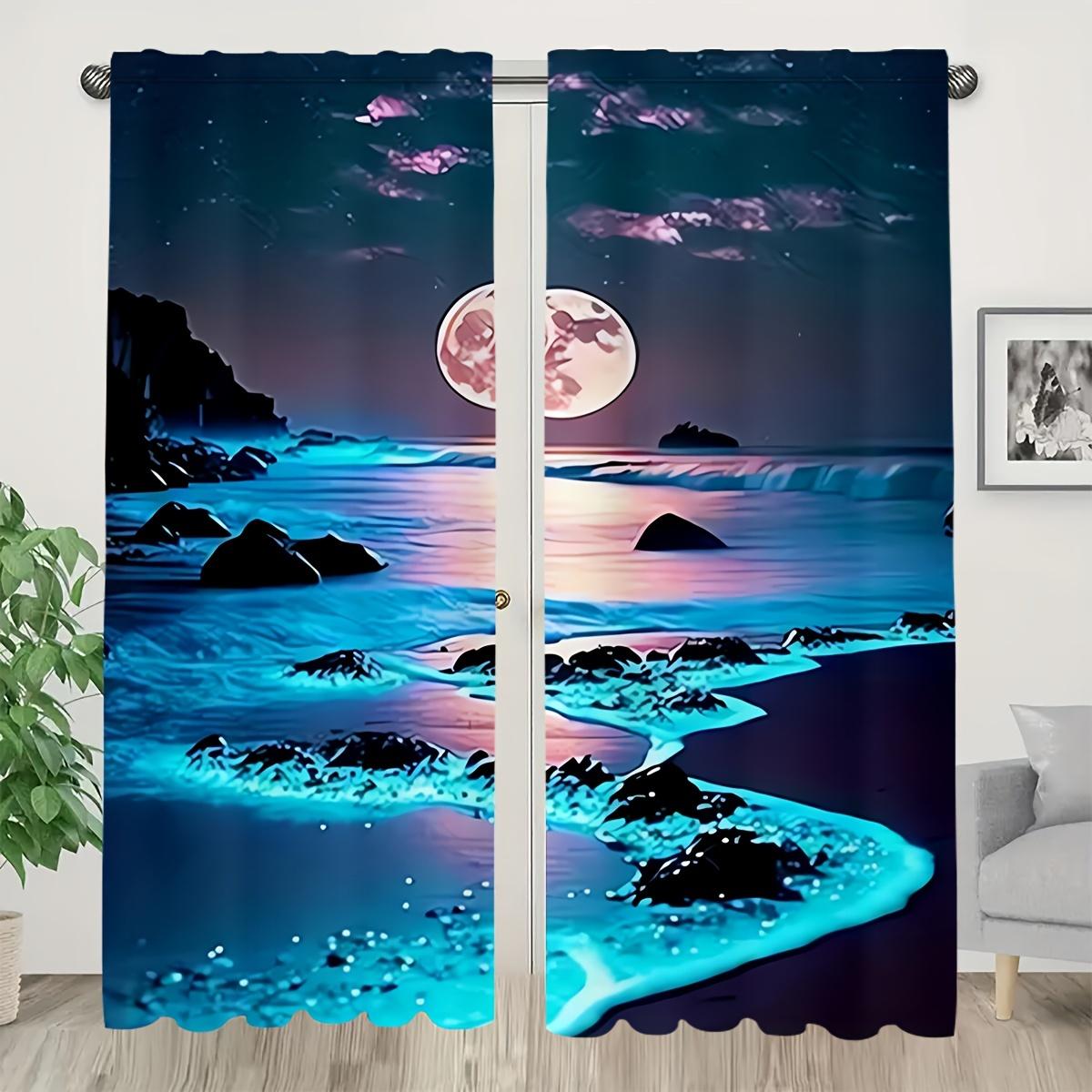 

2 Pcs/Set Alphabet Printed Drapes Bedroom Space Living Room Space Curtains Window Treatment Set 3D Printed llumination Filtering Curtains W50 X H130(CM)X2&Grommet Top
