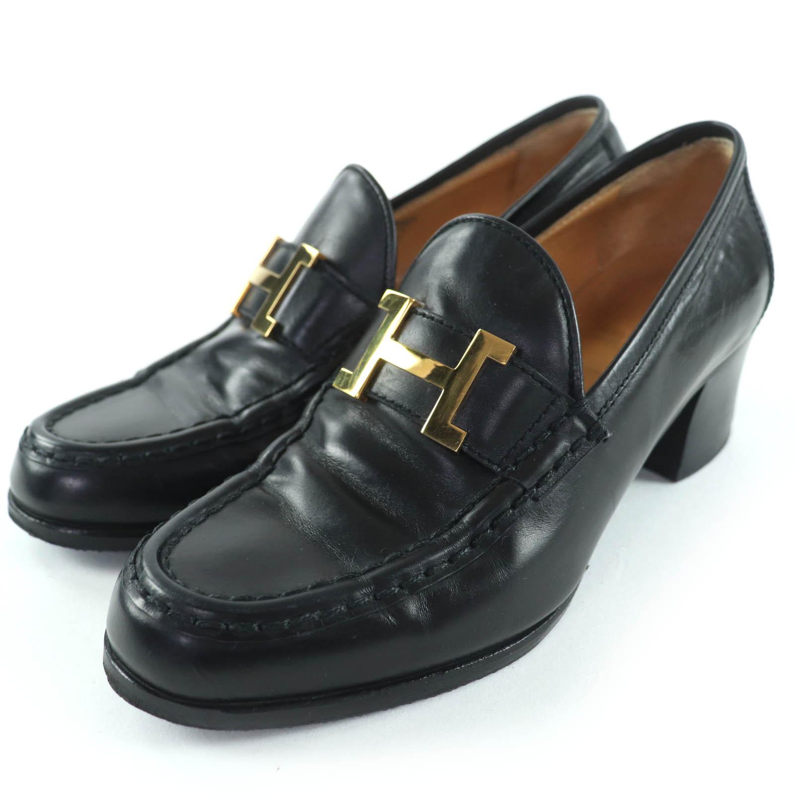 

Very Good HERMES pumps Constance Moccasins leather black leather Women 35.5 Used