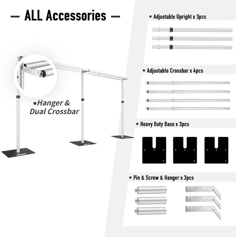 3x6m Double Layer Retractable Backdrop & Curtain Stand for Weddings – Aluminum Alloy Display Stand