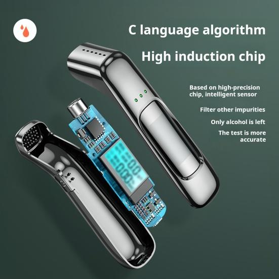 Tragbarer Alkoholtester, Alkoholtester, einfach zu bedienende Digitalanzeige, hochpräziser wiederaufladbarer kabelloser Tester, persönlicher Alkoholtester