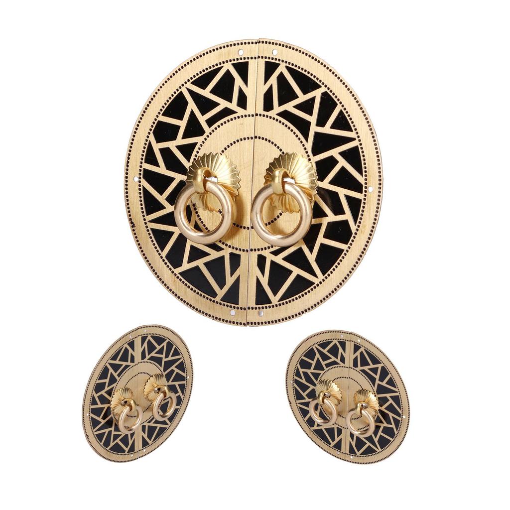 Chinese Antique Cabinet Handle Brass Circular Plaid Bookcase Knob for Wardrobe Door Window