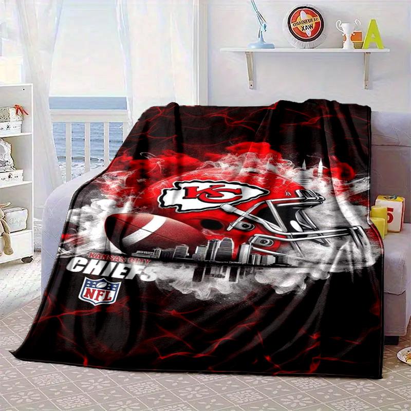 Kansas City Chiefs Logo Portable Blanket/Soft Blanket Bedding Blanket Suitable for Travel Camping Living Rooms Offices Sofas Fan Gifts
