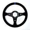 TIYPEOR 350mm Suede Steering Wheel Black Deep 90mm Steering Wheel