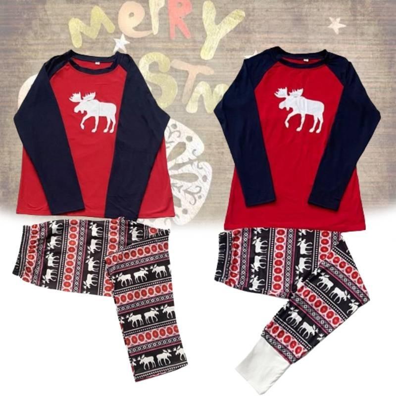 Cozy Christmas Family Matching Pajamas Set Deer Print Long Sleeve Winter Outfit