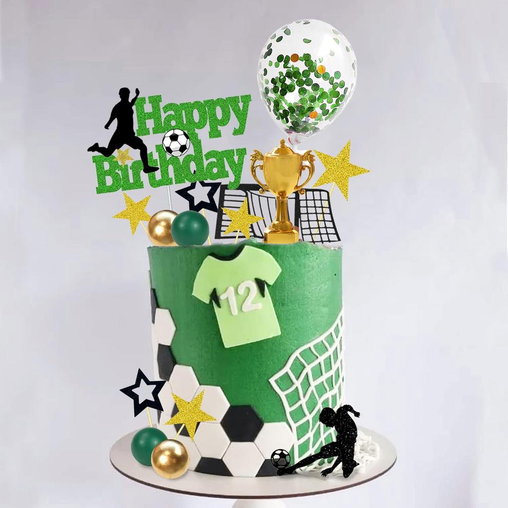 31 Stück Fußball Kuchen Topper Dekorationen Fußballspieler Kuchen Dekorationen für Fußball Thema Geburtstag Sport Party Zubehör