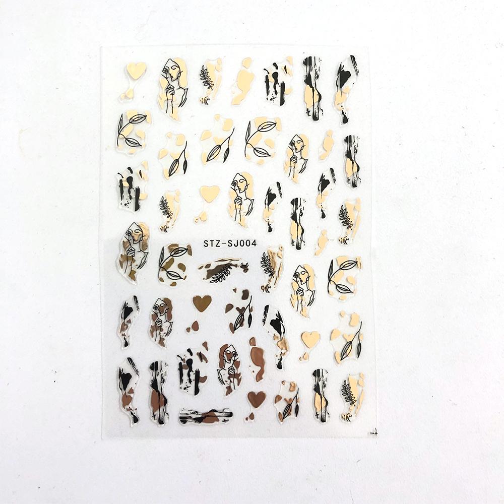 Linie abstractă Autocolante de unghii DIY pentru femei Fete Decoratiuni de artă pentru unghii Rose Gold Spring Slidere 3D pentru manichiură Autocolante