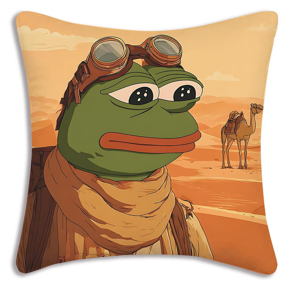 Cartoons fun Sad P-Pepe frog Pillow Covers Cartoon Sofa Decorative Home Double-sided Printing Short Plush Cute Cushion Cover