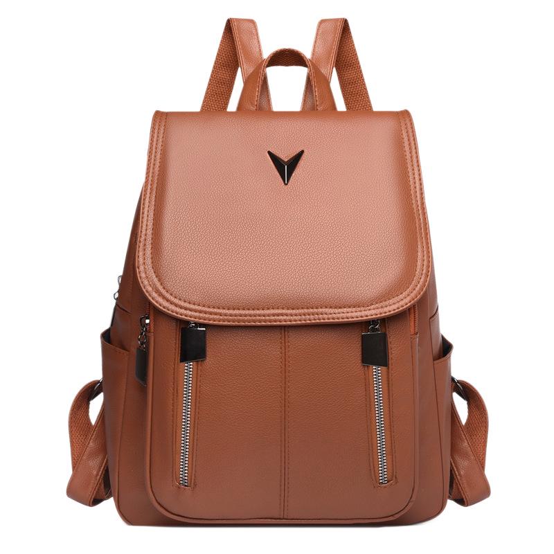 PU Leather Large Capacity Texture Backpack for Women – Casual & Stylish Ladies' Backpack