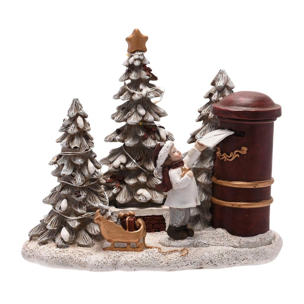 Boy Posting Letters with Tree Scene Ornament