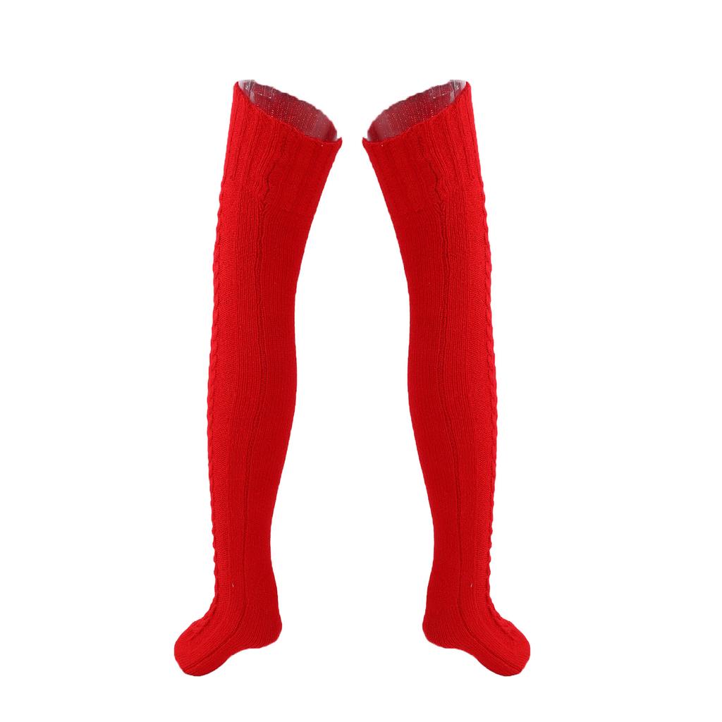 1Pair Winter Over Knee Stockings Knitting Wool Stocking Women S Cable Knit Thigh High Socks for Spring Autumn