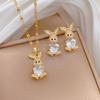 Full of Zirconium Exquisite Wind Copper Micro-inlaid Earrings Necklace Set Combination