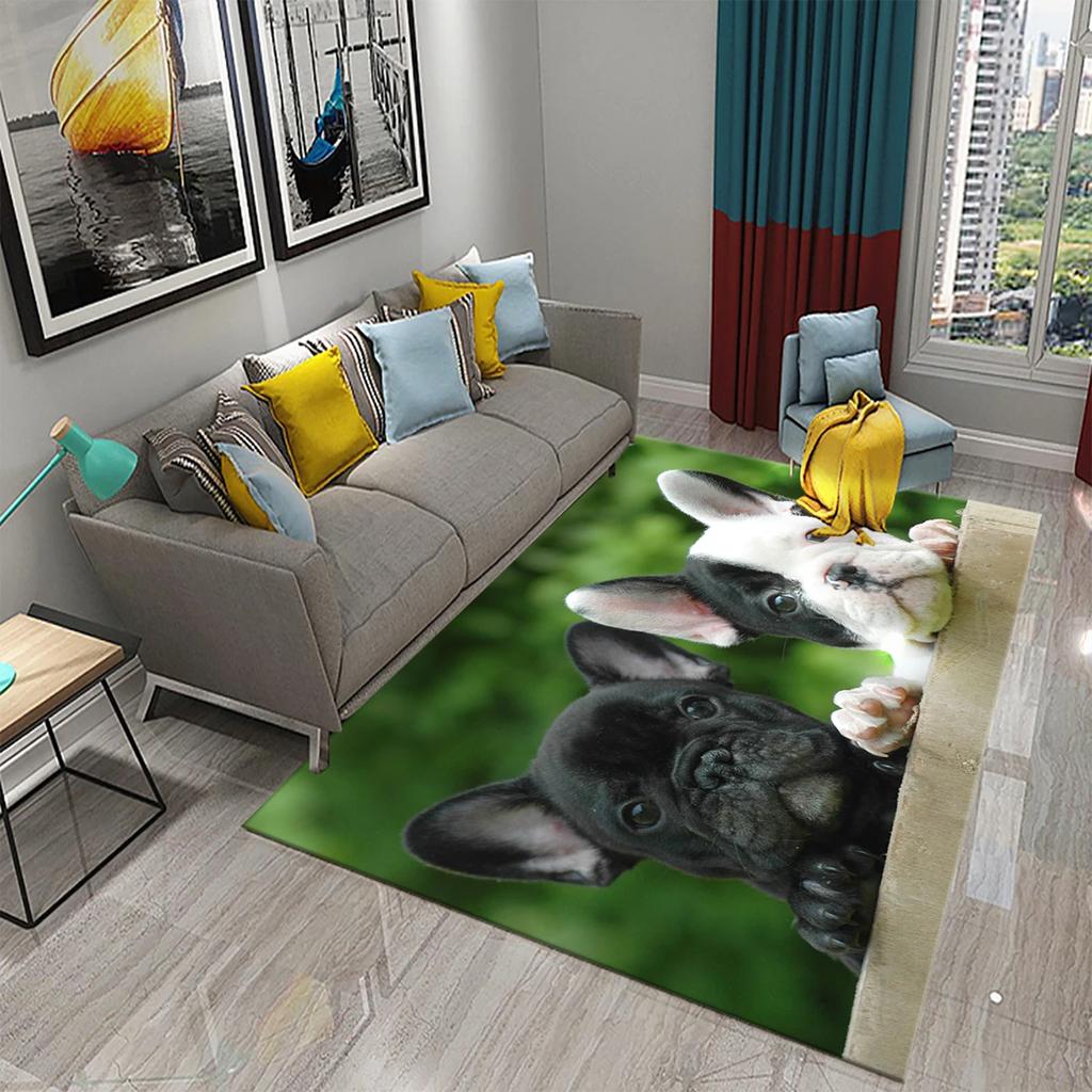French Bulldog Carpet Lovely Animal Rugs for Bathroom Non-slip Doormat Balcony Carpet Welcome Rug Living Room Bedroom Decor Rug