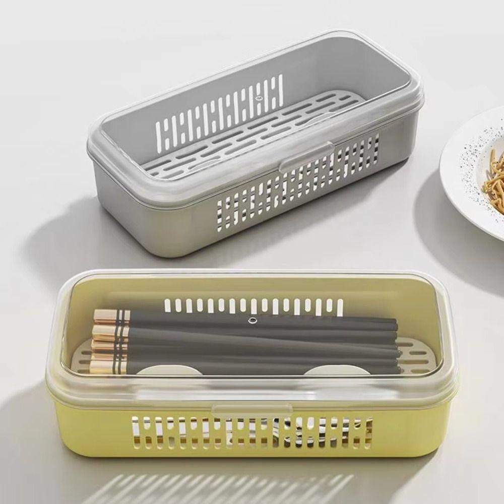 Single Layer Chopstick Drying Box Rectangular Shape Tableware Storage Case  Bathroom