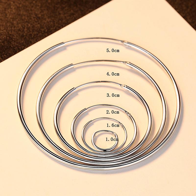 10mm ~ 50mm Silber Ohrringe 925 Ohrringe Damen Mode Dünne Kreis Ohrringe Schmuck