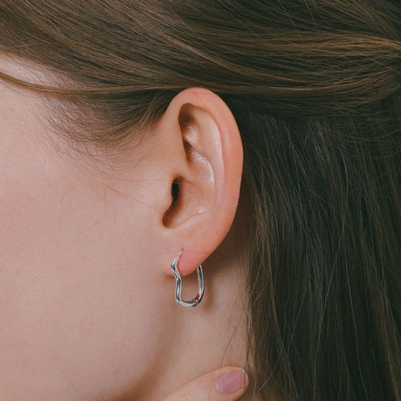 J.Lauren Wave Ring One-Touch Silver Earrings M04012