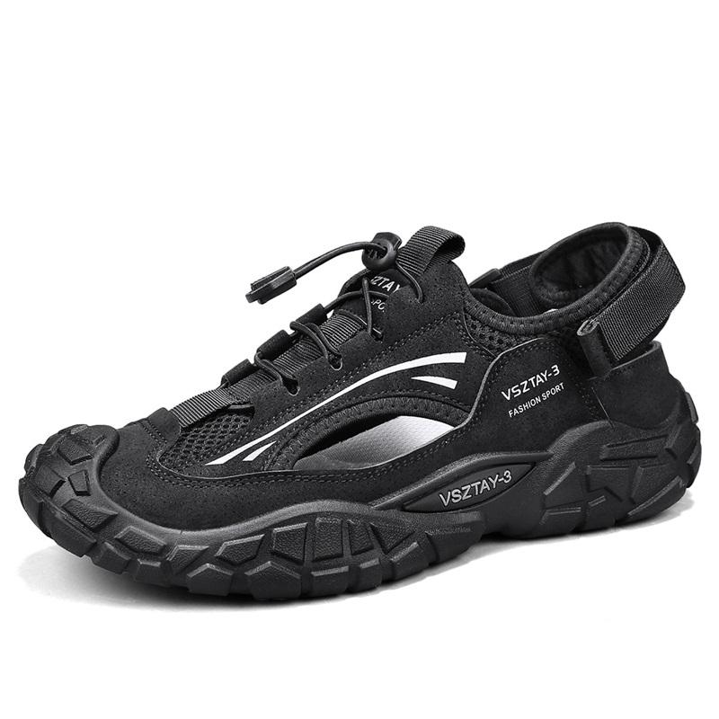 Classic Grey Hiking Sandals Men Summer Mesh Outdoor Beach Men's Sports Sandals Platform Breathable Hollow Out Walking Shoes Man