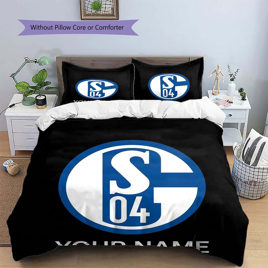 FC Schalke 04 Custom Name Pattern Bedding,Quilt Set Quilt Cover Pillowcase Home Birthday Gift(1 * duvet cover + 2 * pillowcase, without core)