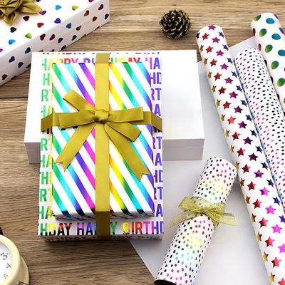 1 role balicího papíru s potiskem srdíček a hvězdiček, široce použitelný, DIY dekorace, vánoční, svatební balicí papír na dárky pro Valentýna