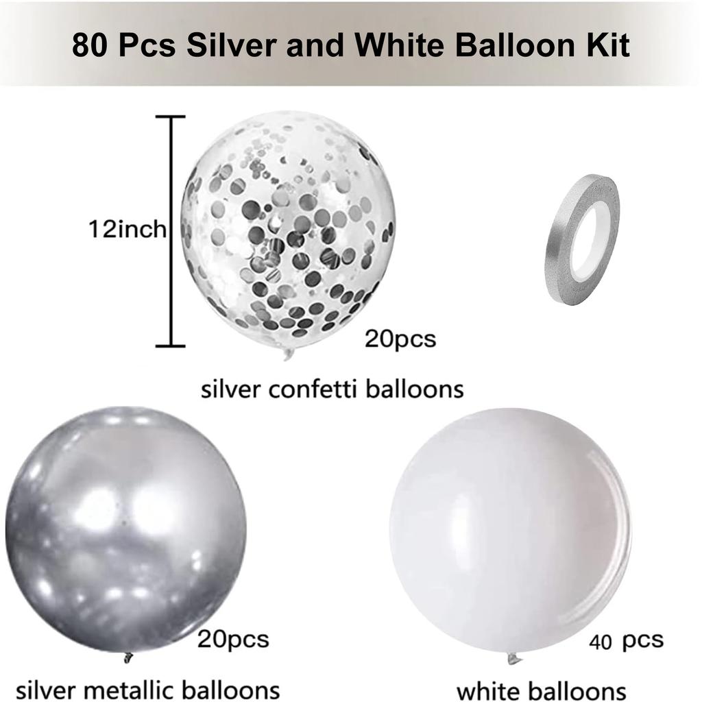 50/80PCS Green and Silver Latex Balloon Set Suitable for Birthday Parties, Weddings, Valentine's Day Party Decorations
