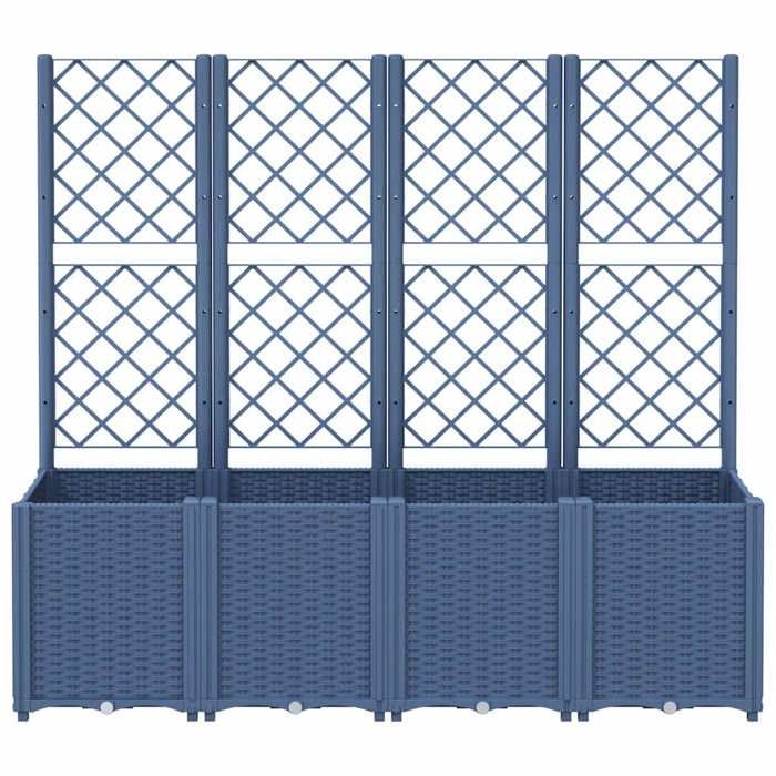 VidaXL Jardinière avec Treillis, Bac à Fleurs, Pot à Plantes, Boîte à Fleurs Jardin Terrasse Patio Extérieur, Bleu Gris 367871