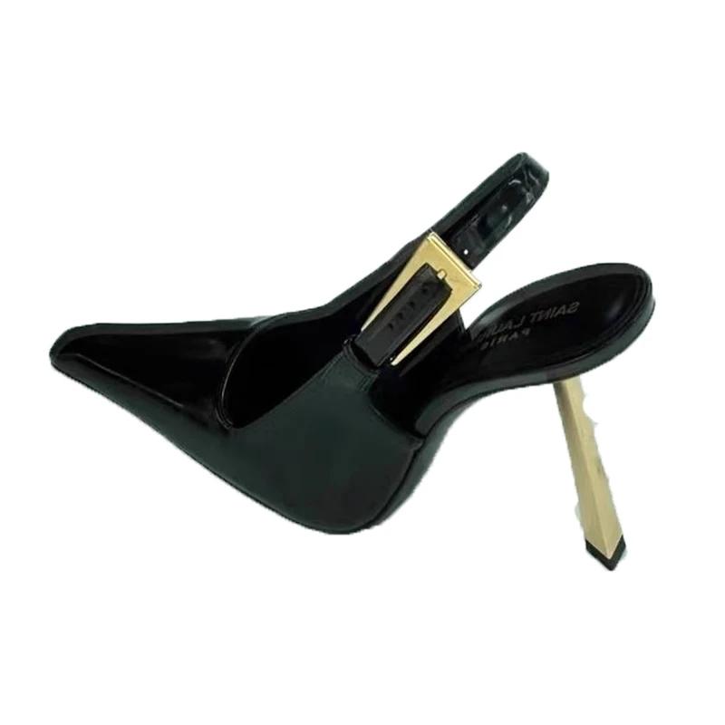 Talons Hauts Sexy Sandales Femme Bout Pointu Peu Profond Chaussures Mode Nouveau Designer Slingback Mules 2024 Automne Élégant Femme Zapatos