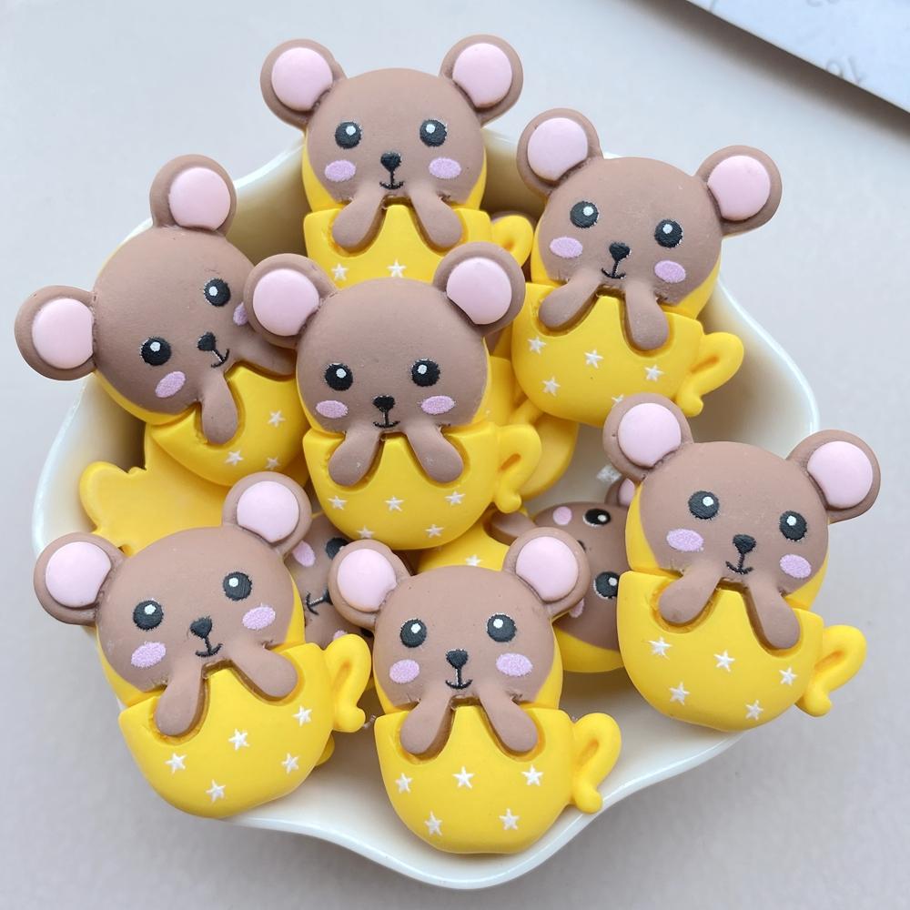10Pcs New Cute Resin Cartoon Cat, Mouse, Elephant Series Flat Back Scrapbooking DIY Jewelry Craft Decoration Accessories