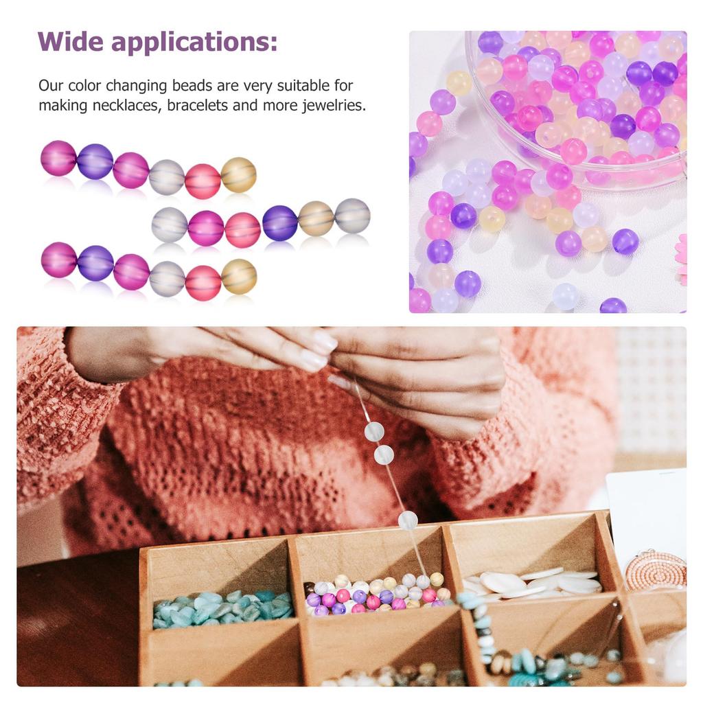 Operitacx 1000pcs UV Color Beads, 0.3 Inch Plastic Round UV Reactive Neon Beads for Necklaces, Bracelets, DIY Crafts