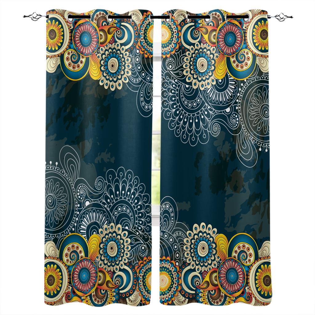 Rideaux de Fenêtre Aquarelle Bleue Panneaux de Rideaux de Cuisine Rideaux Décoration Intérieure pour Salon Rideaux pour Chambre à Coucher