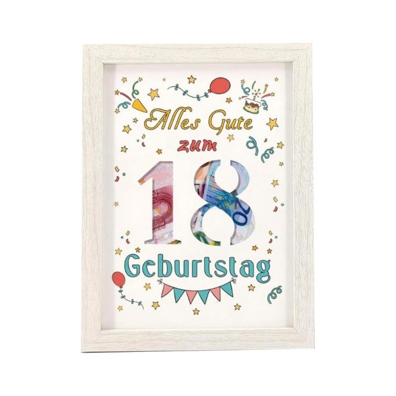 Support d'affichage photo élégant pour la célébration du 18e anniversaire Garçons Filles Cadre photo Boîte porte-argent Décoration de maison